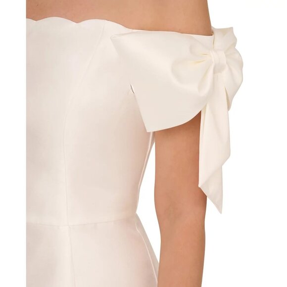 Adrianna Papell Women's Off-The-Shoulder Bow-Sleeve Dress Ivory Size 16 - Picture 5 of 6